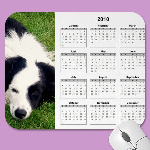 2010 border collie calendar mousepad
